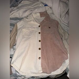 ROLLA'S Two-Tone Bomber Jacket - Cream and Brown